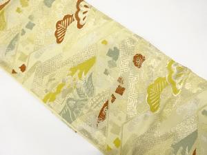 アンティーク　松皮菱に笠松・箔散らし模様織り出し袋帯（材料）